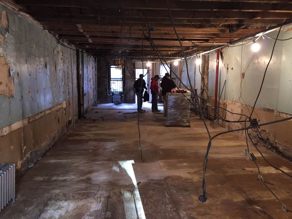 Gutted interior before renovation
